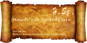 Huszárik Szofrónia névjegykártya